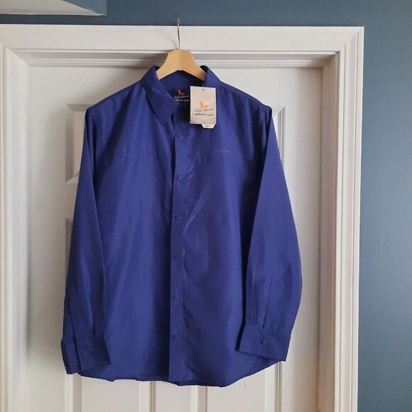 Field & Stream‎ Shirt Mens Medium Blue Technical Performance Snap Up Hiking - Picture 1 of 11